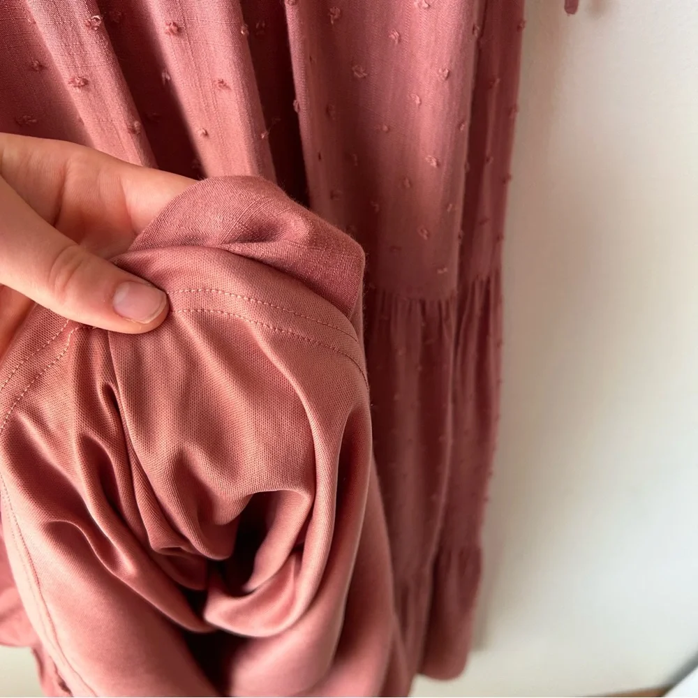 Pink Desert Tiered Boho Maxi Dress Rust